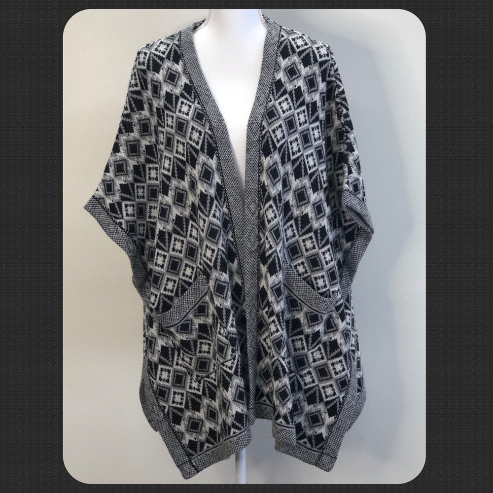Love Knitwear, Black & White Poncho/Cape/Sweater